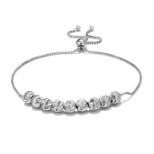 STERLING SILVER DIAMOND CUT BEADED BOLO BRACELET
